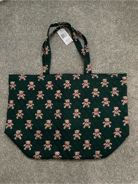 Vera Bradley Green Quilted Teddy Tote